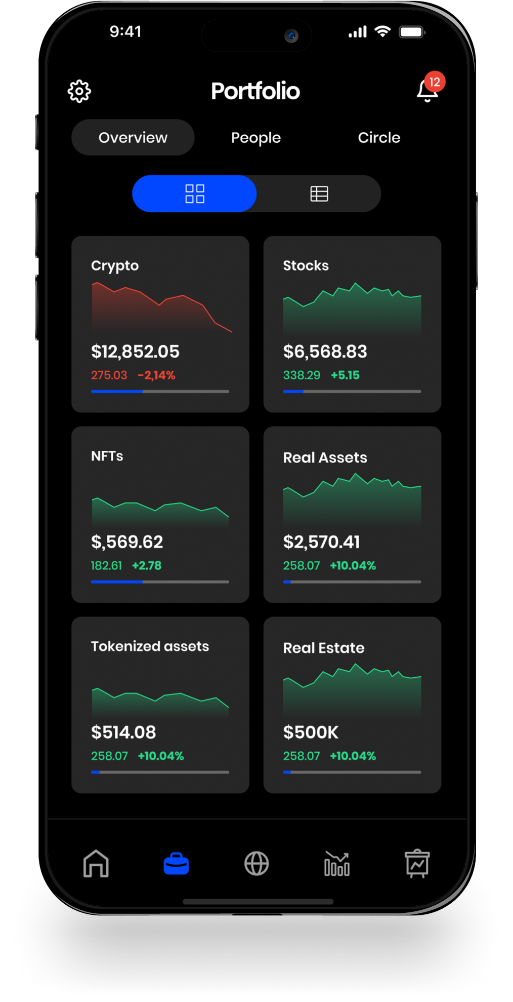 Manage diverse portfolios including cryptocurrencies, stocks, NFTs, and more on Web3app